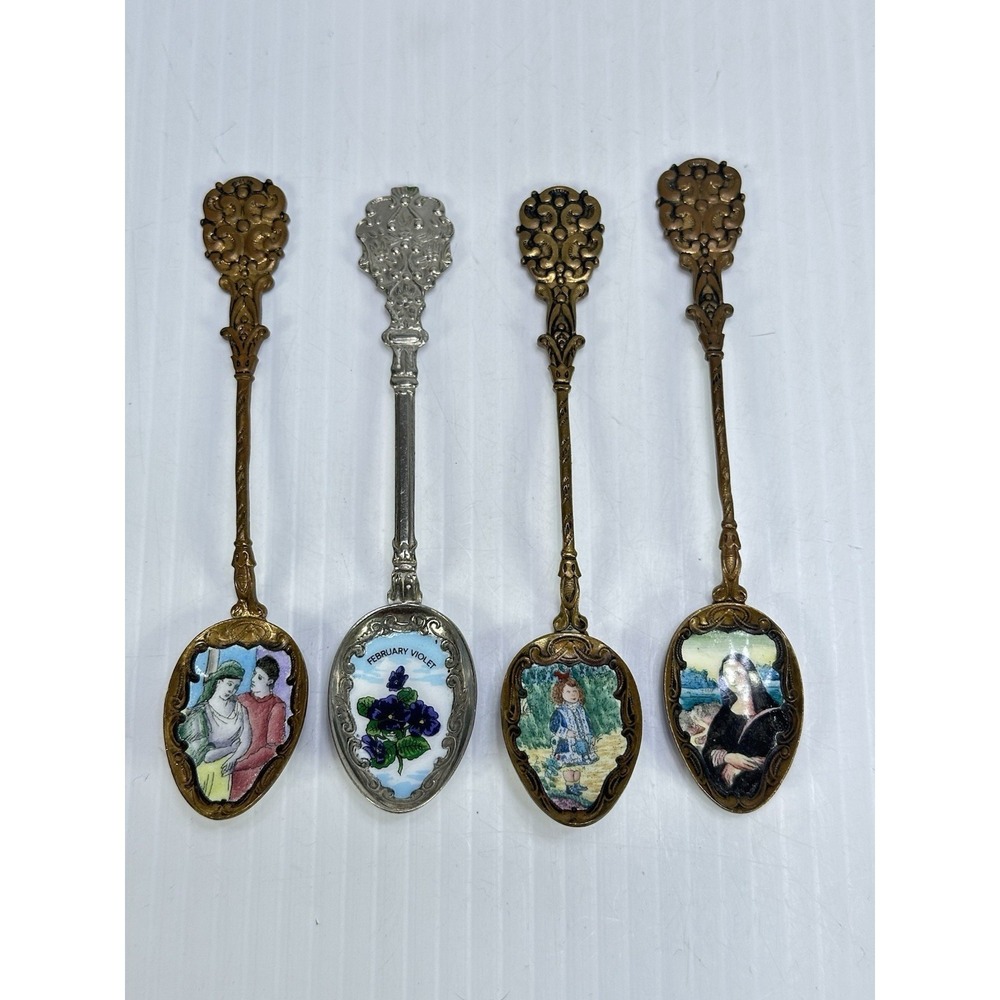 4 Vintage Enamel Spoons 3 From Czechoslovakia 1 From Klepa Arts Germany